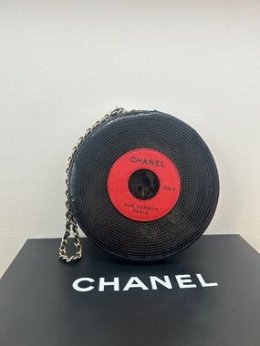 CHANEL PATENT LEATHER VINYL CLUTCH